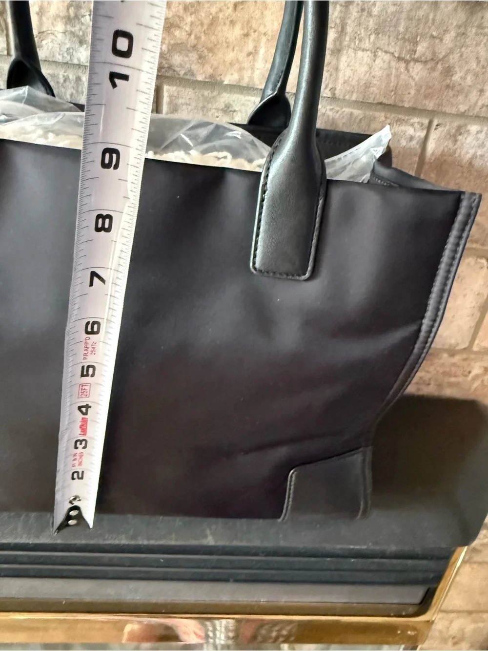 Tory Burch Black Tote Bag with Multicolor Embroidered Accent